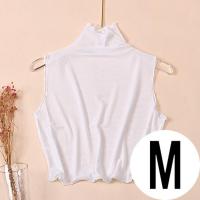 秋微透视网纱打底衫女无袖假领子高领内搭紧身薄纱短款罩衣上衣 柳菏网纱（白色）M