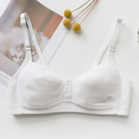 小清新少女文胸内衣女学生高中生发育期无钢圈防外侧小胸罩薄款 可爱白 34/75(AB通用)