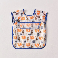 男女儿童防水围兜婴幼儿长袖罩衣吃饭吃水果围兜吃饭衣防污画画衣 黑色 S码 建议6-12个月