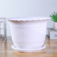 塑料花盆厂家直销碗莲水培土培两用花盆桌面家用盆栽绿植树脂花盆 白色 特小号[口径12.5cm]10个
