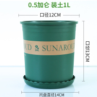 加厚加仑盆塑料花盆树脂多肉绿萝盆家用圆形月季花盆特价 绿色高款0.5加仑（5个装） 无托