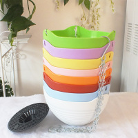 塑料花盆墙上创意悬吊家用挂篮花盆加厚吊兰绿萝垂吊养花花盆特价 不同颜色2个[送配件+肥料] 小号(口径20cm)