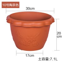 爱丽思花盆小号欧式太阳花波纹圆型爱丽丝多肉植物花盆塑料中钵盆 FLOWL中鉢１０号陶茶色（不带托盆，单花盆） 小