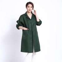 时尚修身罩衣女成人长袖围裙中长款蓝大褂防尘防污护衣工作服 墨绿腰带[L建议90-110斤]