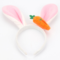 胡萝卜兔子耳朵发箍头饰洗脸束发带发夹子发饰游玩乐园表演头箍 白色