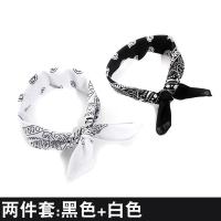 韩国街头个性头巾男发箍嘻哈洗脸束发带ins潮人头套宽边男生发饰 纯棉两件套:黑色+白色