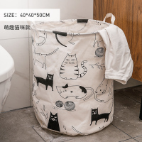 可折叠脏衣服收纳筐脏衣篮子家用浴室洗衣篓北欧布艺防水宿舍神器 布艺-萌趣猫咪款-QF3006