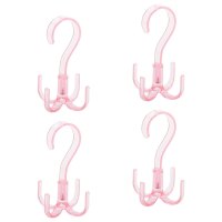 挂包架女包包挂钩围巾丝巾钩神器卧室衣柜收纳多功能旋转置物s型 (4只装)[透明款]北欧粉