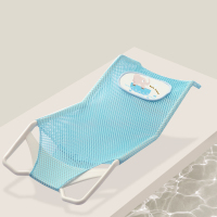 婴儿洗澡网宝宝洗澡盆躺托神器冲凉网架新生的儿浴网兜可坐躺通用 基础款-蓝有枕头无防滑