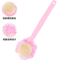 韩式双面洗澡搓背沐浴刷子后背带浴花球长柄搓泥软毛大号搓澡神器 粉红色