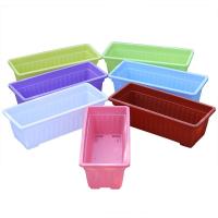 阳台种菜盆长方形塑料花盆家庭种菜神器长条花盆特大号加厚塑料盆 混色随机(没有托盘) 大号长43CM[2个装]