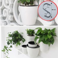 壁挂花盆绿萝吊篮盆墙上多肉吊兰懒人自动吸水挂壁半圆塑料悬挂式 白色[送S挂钩] 小