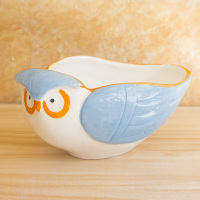 人头花盆陶瓷创意可爱个性北欧水培家用插干花阳台装饰摆件鲜花瓶 猫头鹰 中