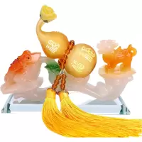 汽车香水车载车内金蝉麒麟貔貅如意葫芦摆件香水装饰品创意用品 站麒麟如意 黄色葫芦