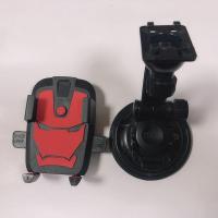 车载手机支架大吸盘式挖机铲车货车前挡风玻璃专用防震导航手机架 塑料版[9cm大吸盘]红色钢铁侠