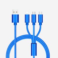 买1送1 一拖三数据线加长2米3米vivo华为小米苹果手机通用快充电 :宝石蓝[极速快充版] [1米]试用装:1条装