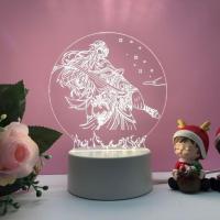 王者荣耀创意3D小夜灯卧室床头台灯男女生浪漫生日七夕情人节礼物 白色底座单色插电款 李白