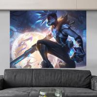 LOL英雄联盟背景布系列宿舍卧室床头墙背景装饰长方形挂布 艾克(未来战士) 1米 X 0.7米 不安装包 不送灯