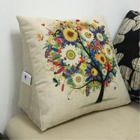 三角立体靠垫英伦风抱枕床头靠包沙发靠背办公室椅子护腰靠背垫 幸运树 左右宽45底部厚20高35厘米