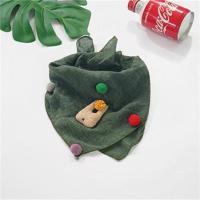 韩版儿童丝巾小方巾薄款棉麻女童三角巾宝宝婴儿围巾男童春秋冬 军绿色 3个月-10岁