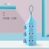 劳可里尼婴儿奶粉盒外出大容量宝宝装奶粉分装盒多功能储存盒便携 天空蓝(三格)