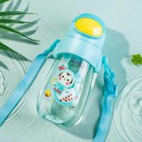 迪士尼儿童水杯带吸管可爱防摔塑料杯宝宝幼儿园学生少女心杯子男 蓝色米奇490ML