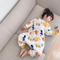 男女宝宝睡袋法兰绒秋冬季加绒加厚珊瑚绒分腿儿童防踢被婴儿睡袋[8月11日发完] 恐龙 80码