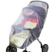 夏天婴儿手推车蚊帐罩子全罩加密防蚊帐加凉席摇篮高景观伞车通用 白色 蚊帐