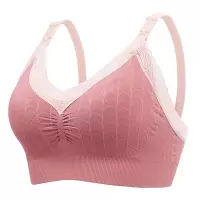 芬腾哺乳内衣夏季透气薄款聚拢有型防下垂喂奶孕妇蕾丝无钢圈胸罩 经典蕾丝版-皮粉 M