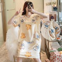 月子服夏季开衫孕妇睡衣夏天冰丝短袖薄款仿真丝绸哺乳期喂奶套装 Y2216单件裙针织 M 建议90-100斤以内