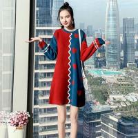 哺乳衣时尚春秋装连衣裙辣妈款春季新款毛袖毛衣产后外穿喂奶衣服 图片色 M