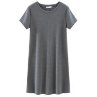 哺乳衣产后外出2021夏季新款连衣裙时尚显瘦喂奶衣服T恤裙辣妈款 灰色[常规女装款] S