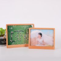 现代简约 榉木相框 6寸7寸8寸 亚克力实木相框装饰小摆台梯形相框 榉木 横款 6寸