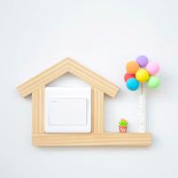 新款实木创意开关装饰贴开关保护套开关装饰框开关插座装饰通用型 木本色-精选纹理 [咖啡小屋]