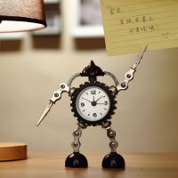 闹钟男生炫酷创意多功能个性学生用儿童专用小学卡通床头静音 小号黑色齿轮机器人闹钟