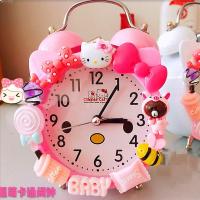 HELLOKITTY凯蒂猫学生闹钟创意儿童卡通少女床头礼物闹钟静音可爱 三寸粉色豪华版