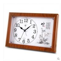 北极星万年历日历闹钟桌摆小台钟静音多功能老人台式闹钟电视柜钟 北极星2349黄木无日历