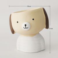 北欧仿真多肉植物摆件假绿植装饰品客厅办公室小盆栽创意桌面摆设 小狗陶瓷盆