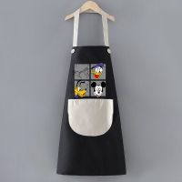 夏季薄款围裙女家用时尚厨房工作防水防污防油洋气可爱夏天工作服 吊带防水[黑灰]四格子
