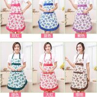 韩版时尚女士工作服修身马甲围裙厨房防油防污罩衣无袖坎肩反穿衣 牡丹花蝴蝶结公主围裙 随机一条