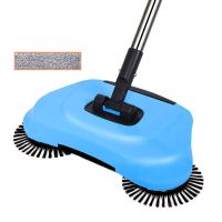 懒人扫地机手推式吸尘器家用扫把簸箕组合魔法笤帚扫拖地神器 [扫拖一体机天空蓝]共2块布