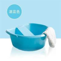 茶花洗衣盆加厚塑料搓衣盆带搓板盆搓衣板大号脸盆宝宝婴儿衣服盆 蓝色带搓衣板