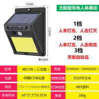 太阳能灯人体感应分体式庭院户外防水新农村家用室内照明感应壁灯 48从珠一体式三功能