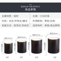 明装筒灯圆筒圆形射灯4寸5寸6寸8寸免开孔吊装桶灯12w15w18w吊灯 白光 4寸黑壳