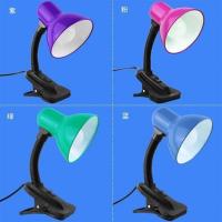 护眼led护台灯 宿舍学生儿童插电台灯办公学习书桌小夹子式阅读灯 夹子台灯无灯泡(颜色随机发货) 按钮开关