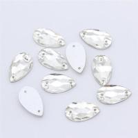 高档玻璃平底钻水滴手缝亮彩钻超色双孔钻服饰婚纱鞋子贴钻配件 白色 11x18mm 28颗