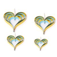七夕情人节日珠宝店铺爱心形挂件装饰品手机金店橱窗吊顶创意布置 金+蒂芙尼蓝 心形挂件一套[4个装]