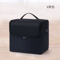 化妆箱手提纹绣工具箱专业化妆包便携化妆品收纳包半永久工具包 黑色[可拆卸内胆]