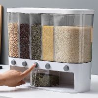 分格米桶家用厨房防虫防潮密封20斤日式装五谷杂粮收纳盒储物罐缸 分格米桶12L[壁挂-永不掉落]