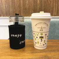 玻璃杯 便携水杯学生创意带盖透明随手杯子 男女耐热韩国茶杯水瓶 竹节杯[黑色]+隔热杯套